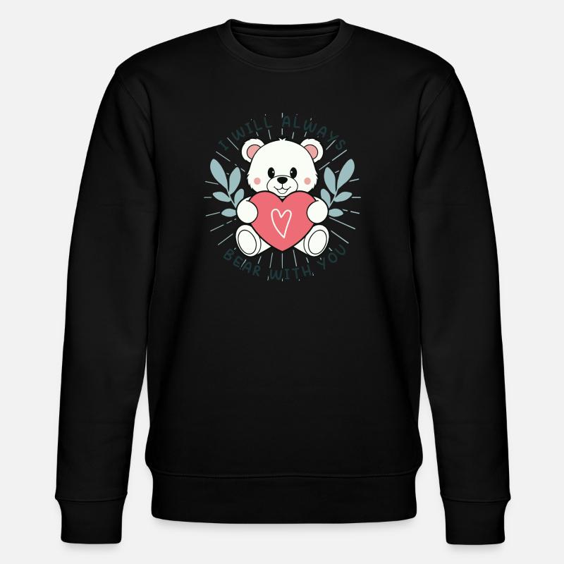 Süße Bär mit Herz und Botschaft - Stanley/Stella Unisex Bio-Sweatshirt CHANGER  - Schwarz