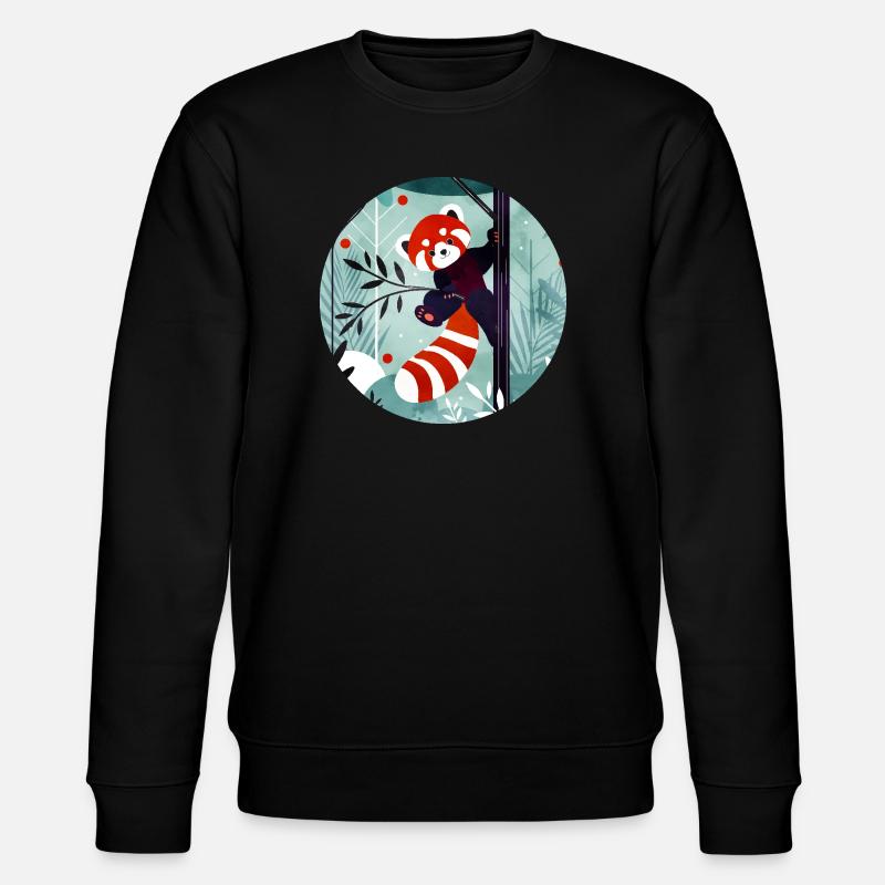Fröhlicher Roter Panda im Dschungel - Stanley/Stella Unisex Bio-Sweatshirt CHANGER  - Schwarz