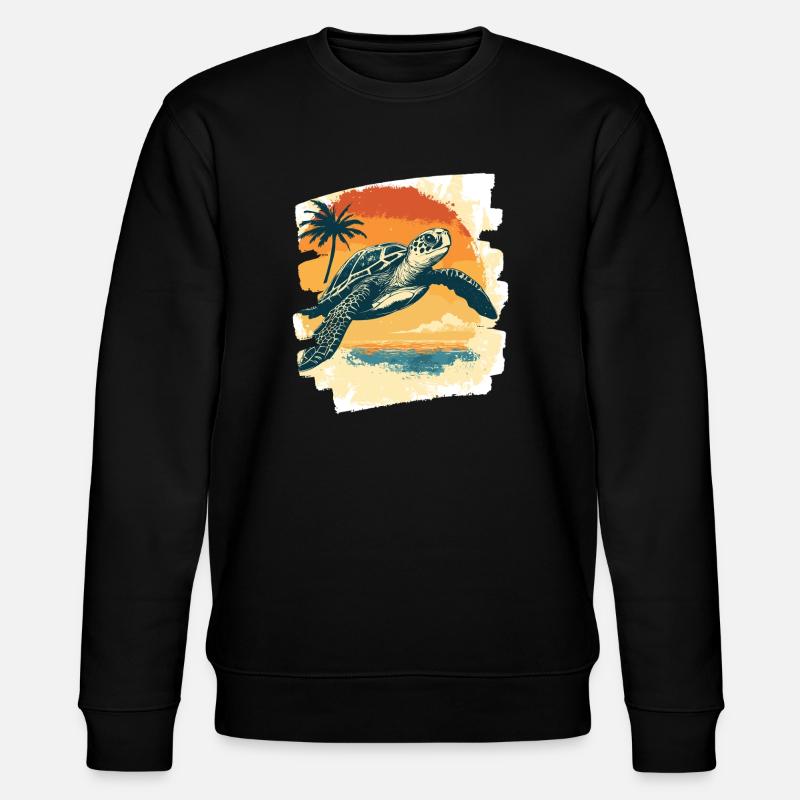Sea Turtle Retro - Stanley/Stella CHANGER Unisex Organic Sweatshirt - black