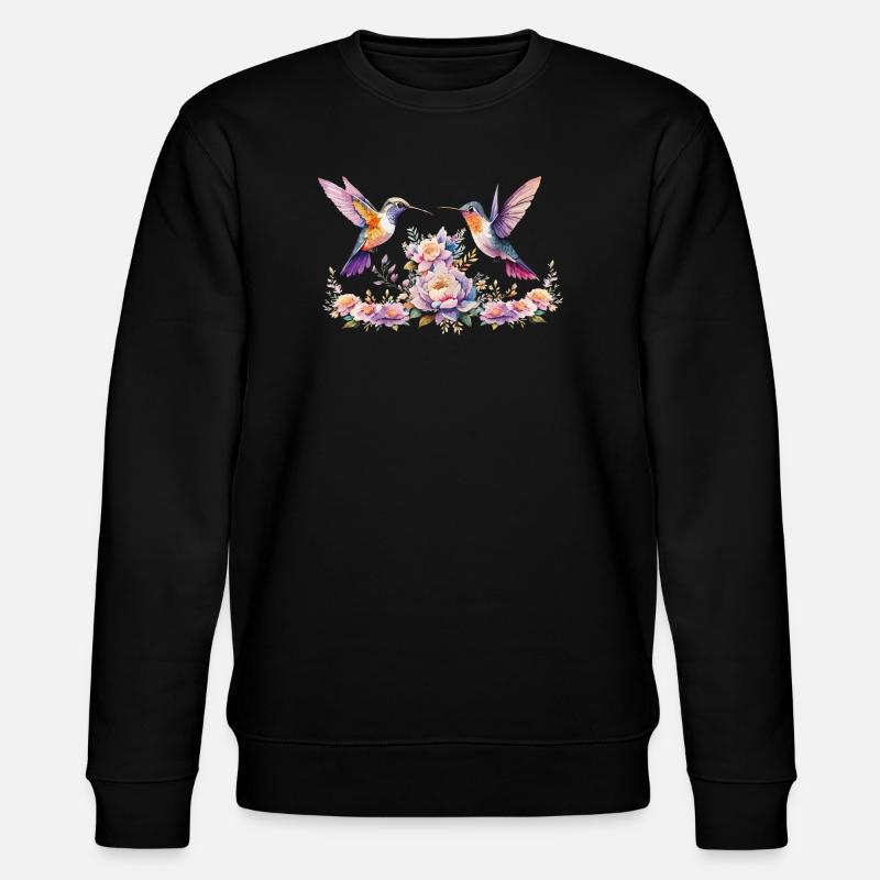Aquarelle de colibri et de fleurs - Sweat bio CHANGER Stanley/Stella Unisexe - noir