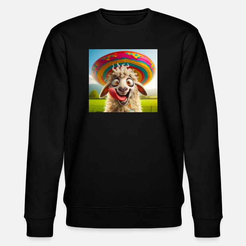 Schaf mit Sombrero - Stanley/Stella Unisex Bio-Sweatshirt CHANGER  - Schwarz