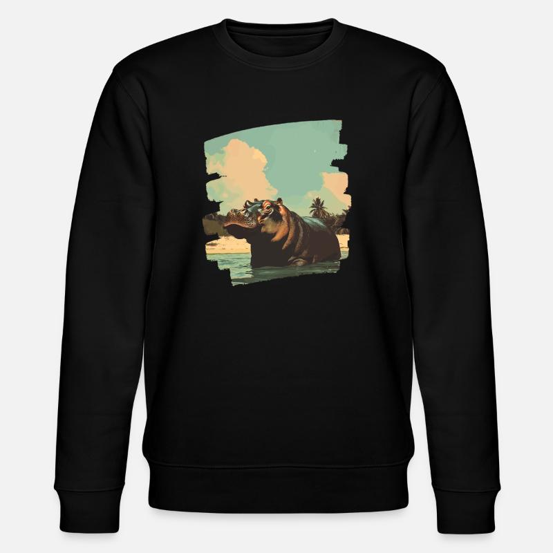 Nilpferd Retro - Stanley/Stella Unisex Bio-Sweatshirt CHANGER  - Schwarz