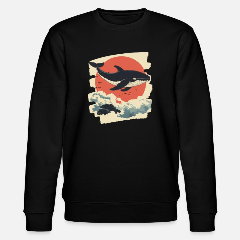 Baleine Rétro - Sweat bio CHANGER Stanley/Stella Unisexe - noir
