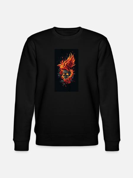 Phoenix Skull in Flames and Roses - Stanley/Stella CHANGER Unisex Organic Sweatshirt - black