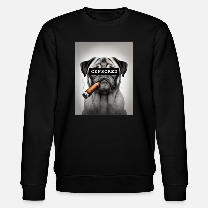 Zensierter Mops mit Zigarre - Stanley/Stella Unisex Bio-Sweatshirt CHANGER  - Schwarz