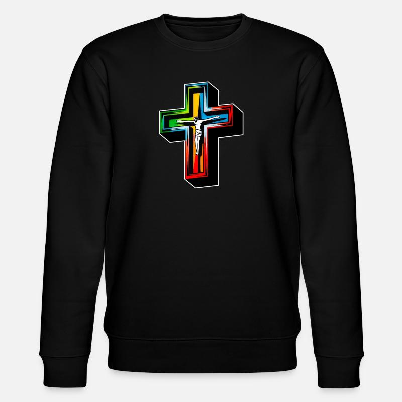 Jesus on the cross - Stanley/Stella CHANGER Unisex Organic Sweatshirt - black