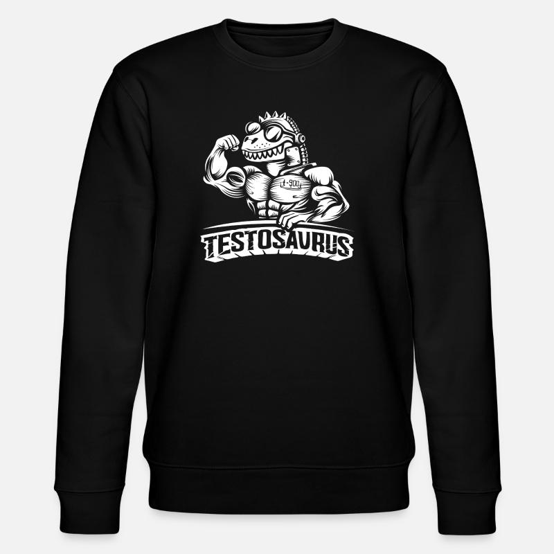 Testosaurus – The Muscular Cybersaurus - Stanley/Stella CHANGER Unisex Organic Sweatshirt - black