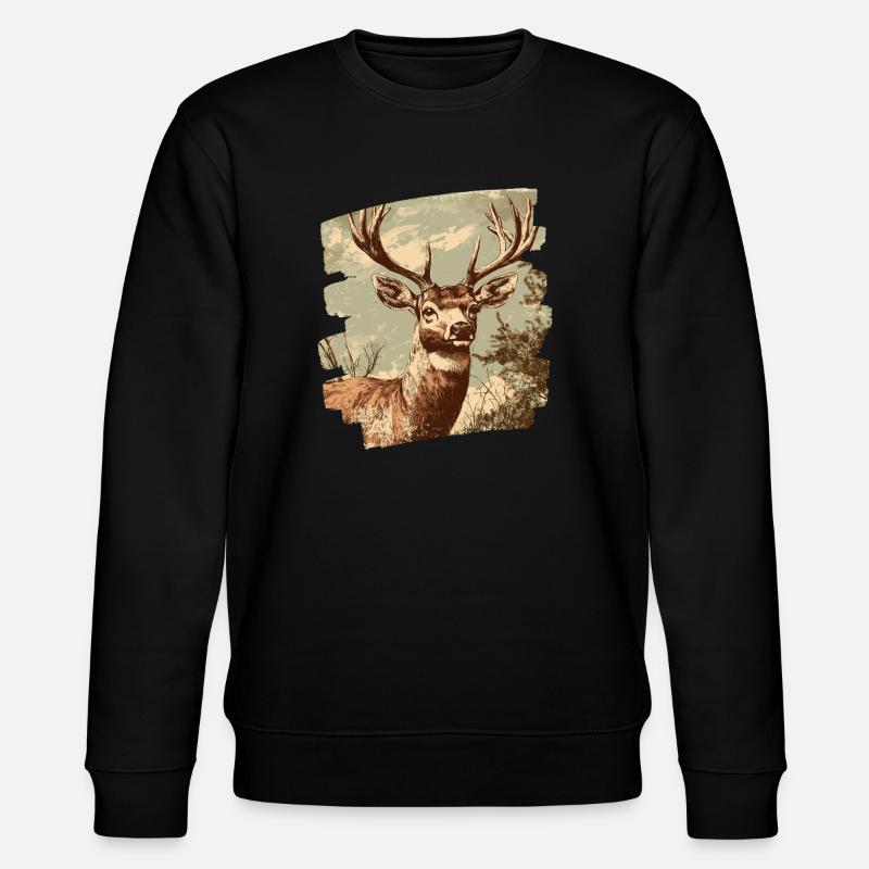 Cerf avec bois - Sweat bio CHANGER Stanley/Stella Unisexe - noir