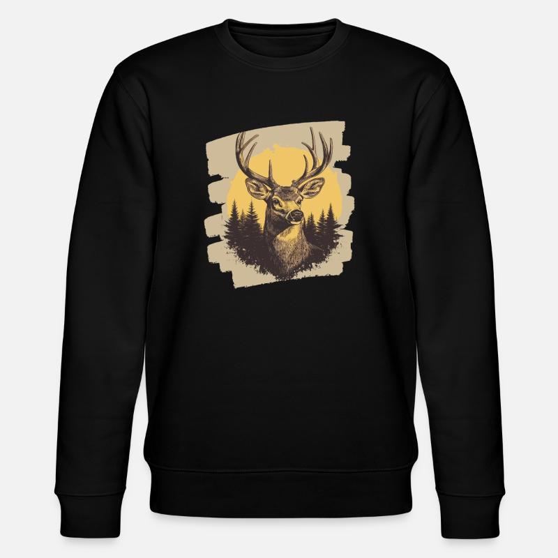 Hirsch mit Geweih - Stanley/Stella Unisex Bio-Sweatshirt CHANGER  - Schwarz