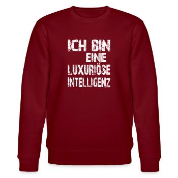 KI Spruch Ich bin eine luxuriöse Intelligenz - Stanley/Stella Unisex Bio-Sweatshirt CHANGER  - Burgunderrot - Vorne - Nik (191cm) & Marisol (170cm)