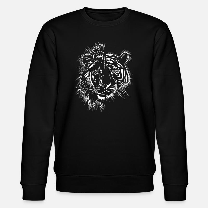 halb Löwe halb Tiger - Stanley/Stella Unisex Bio-Sweatshirt CHANGER  - Schwarz