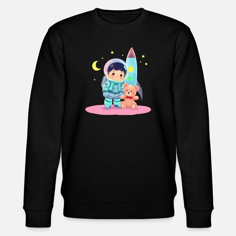Astronaut mit Teddybär - Stanley/Stella Unisex Bio-Sweatshirt CHANGER  - Schwarz