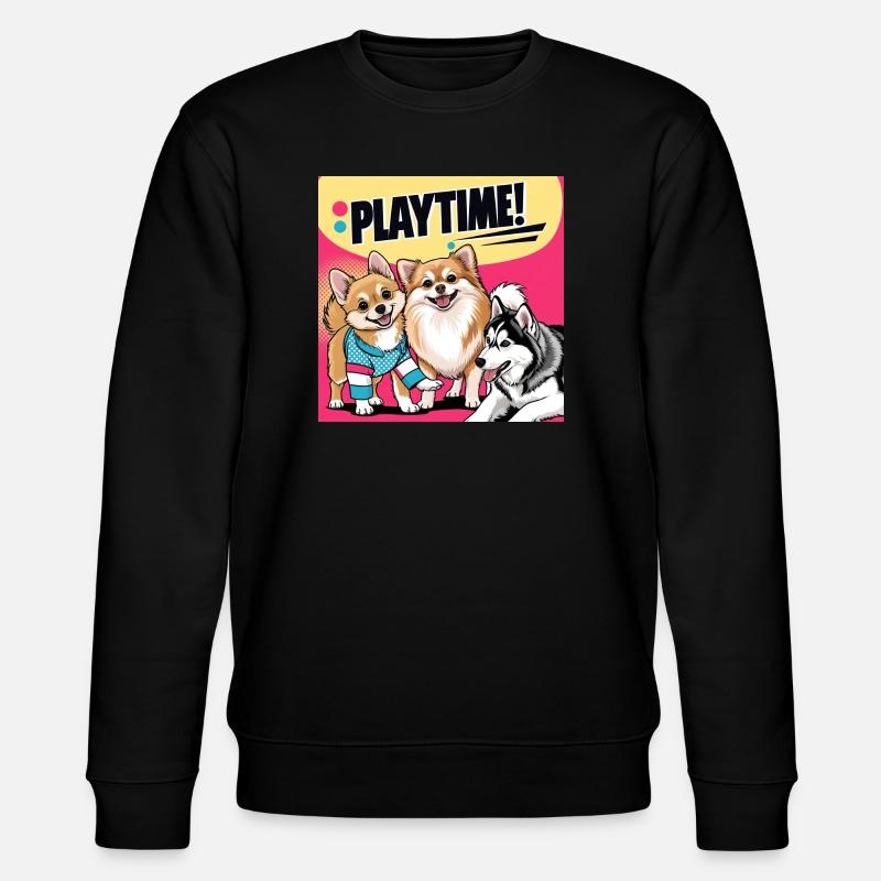 Comic Dogs - Playtime - Stanley/Stella Unisex Bio-Sweatshirt CHANGER  - Schwarz