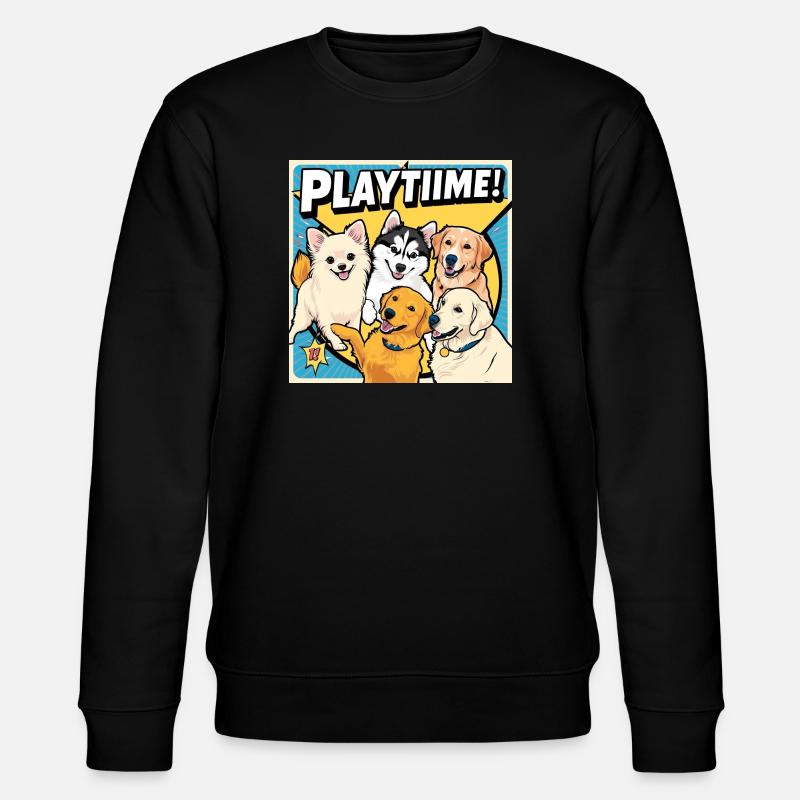 Comic Dogs - Playtime - Stanley/Stella Unisex Bio-Sweatshirt CHANGER  - Schwarz