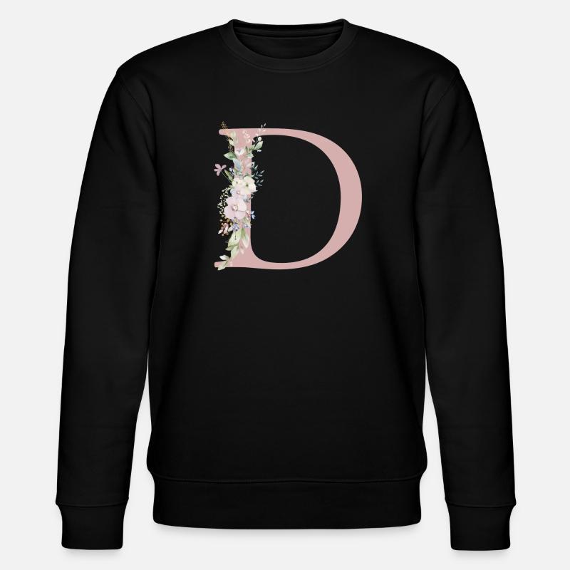 D Monogram, Floral, Customizable - Stanley/Stella CHANGER Unisex Organic Sweatshirt - black