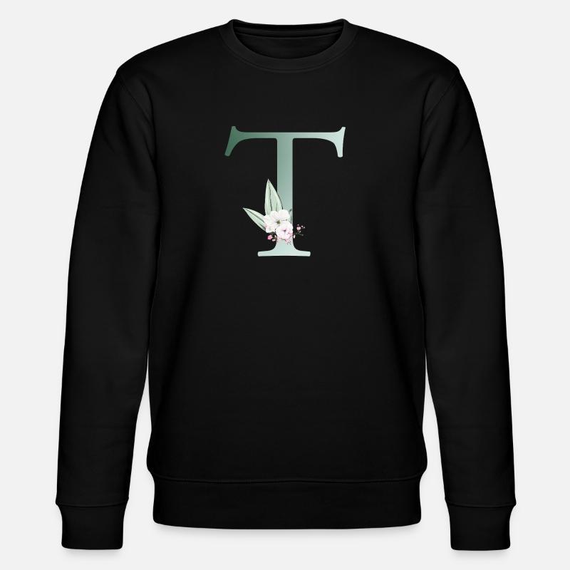 T Monogram, Floral, Personnalisable - Sweat bio CHANGER Stanley/Stella Unisexe - noir