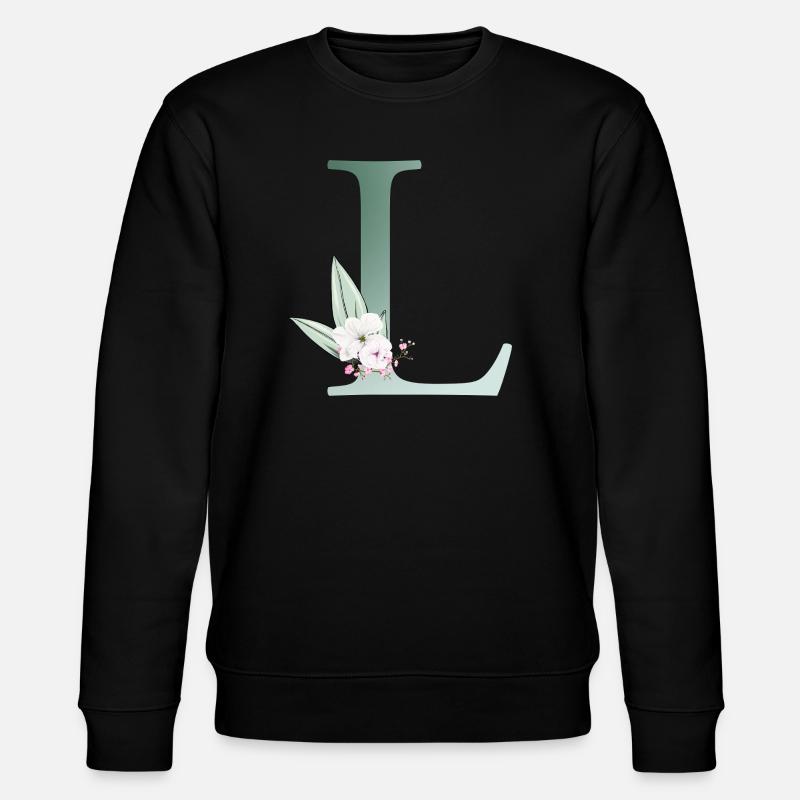 L Monogramm, Floral, personalisierbar - Stanley/Stella Unisex Bio-Sweatshirt CHANGER  - Schwarz