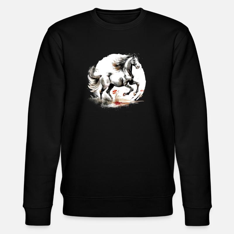 Chinesisches Sternzeichen Pferd - Stanley/Stella Unisex Bio-Sweatshirt CHANGER - Schwarz
