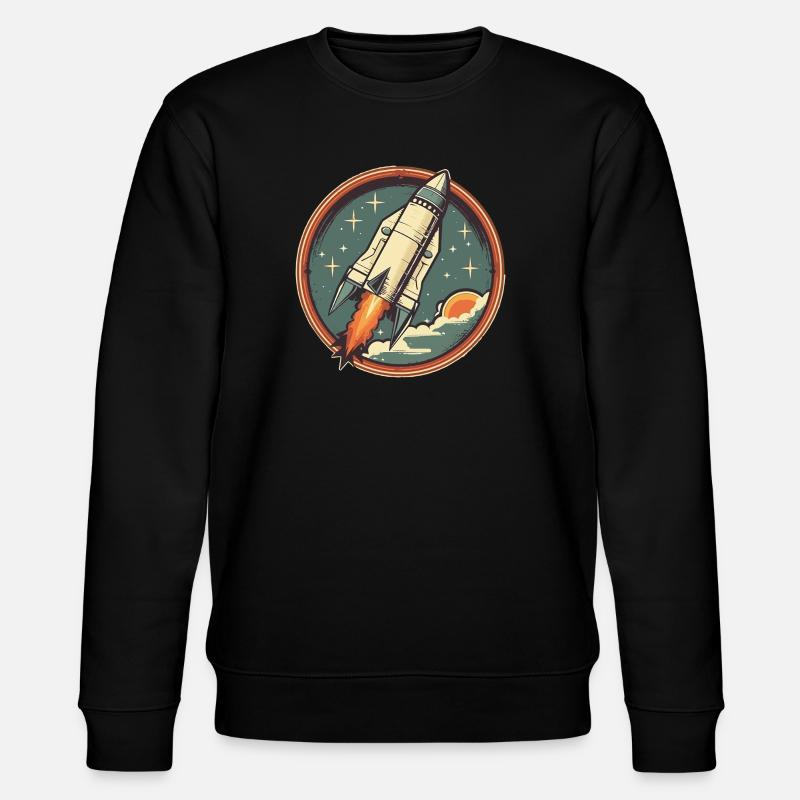 Retro Rocket - Weltraum Rakete - Stanley/Stella Unisex Bio-Sweatshirt CHANGER  - Schwarz