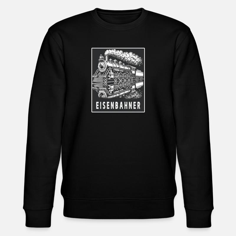 Dampflok Eisenbahner Retro - Stanley/Stella Unisex Bio-Sweatshirt CHANGER  - Schwarz