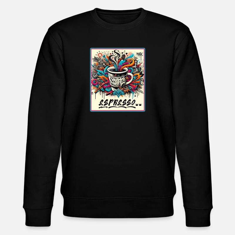 Espresso Graffiti Coffee Design - Stanley/Stella CHANGER Unisex Organic Sweatshirt - black