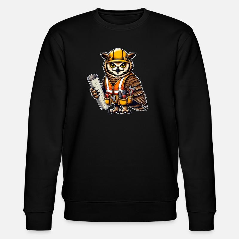 Bauarbeiter-Eule – Clever & Handwerklich! - Stanley/Stella Unisex Bio-Sweatshirt CHANGER  - Schwarz