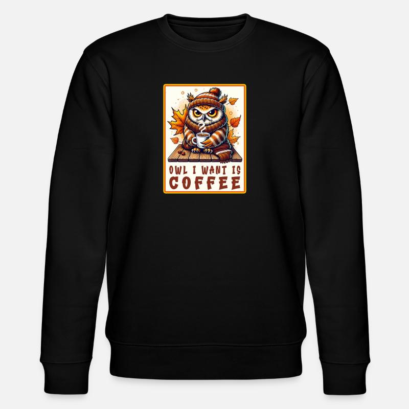 Eulen Kaffee Desgin - Stanley/Stella Unisex Bio-Sweatshirt CHANGER  - Schwarz
