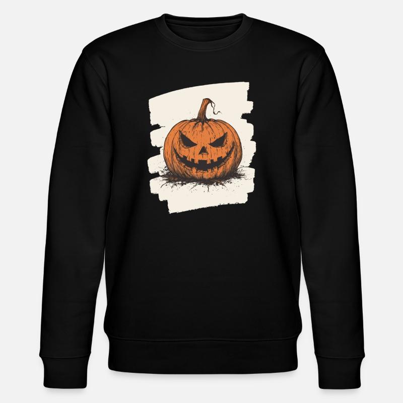 Halloween Kürbis - Stanley/Stella Unisex Bio-Sweatshirt CHANGER  - Schwarz