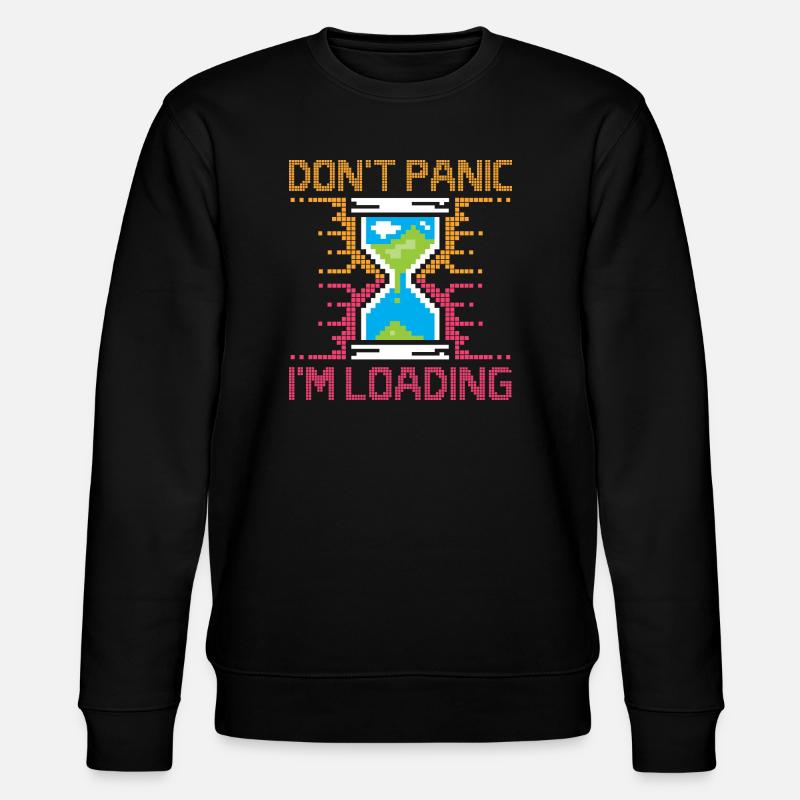 Don't Panic – Pixel Loading Hourglass - Stanley/Stella CHANGER Unisex Organic Sweatshirt - black