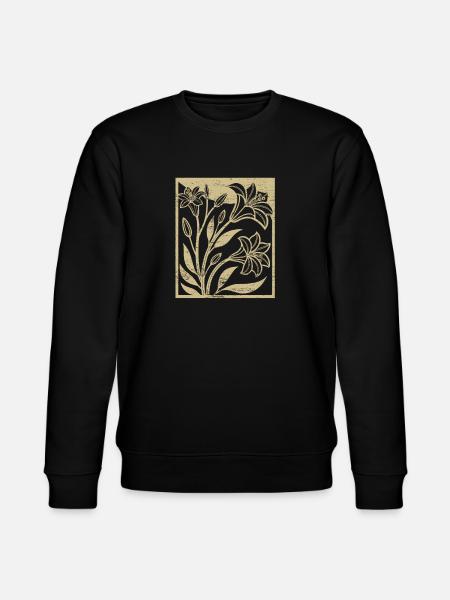 Lilies - Woodcut - Spring - Summer - Saying - Stanley/Stella CHANGER Unisex Organic Sweatshirt - black