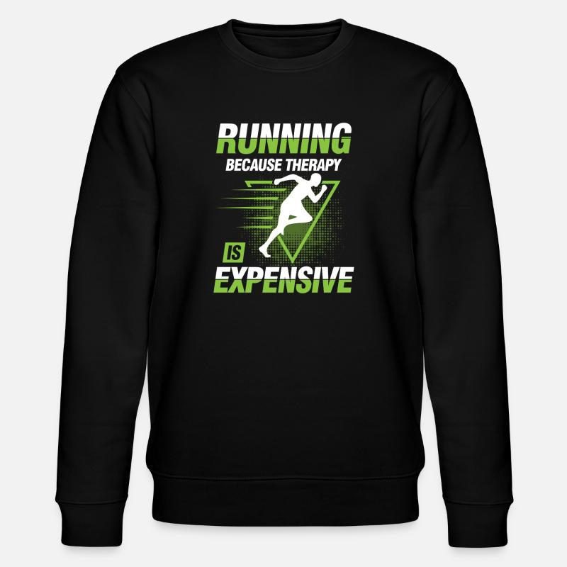 Running because therapy is expensive - Stanley/Stella Unisex Bio-Sweatshirt CHANGER  - Schwarz