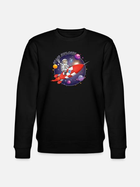 The astronaut and the red rocket in space - Stanley/Stella CHANGER Unisex Organic Sweatshirt - black