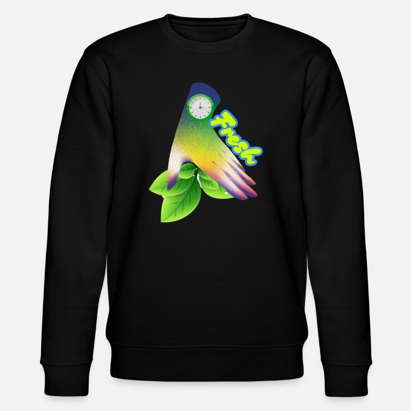 Fresh Gradient Leaf Clock Design - Stanley/Stella CHANGER Unisex Organic Sweatshirt - black