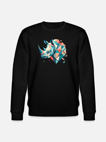 Abstract Rhinoceros – Geometric Strength - Stanley/Stella CHANGER Unisex Organic Sweatshirt - black