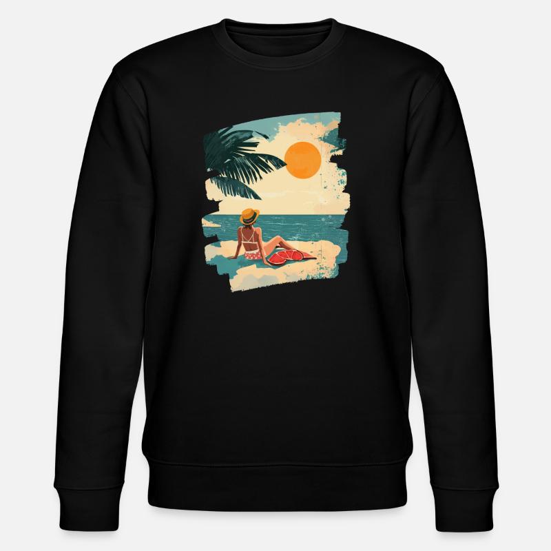 Plage d’été rétro - Sweat bio CHANGER Stanley/Stella Unisexe - noir