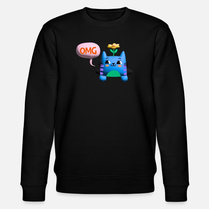 OMG Cat cute 3d bubble - Stanley/Stella CHANGER Unisex Organic Sweatshirt - black