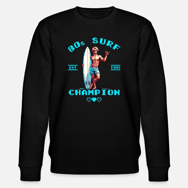 Pixel rétro 80e champion de surf - Sweat bio CHANGER Stanley/Stella Unisexe - noir