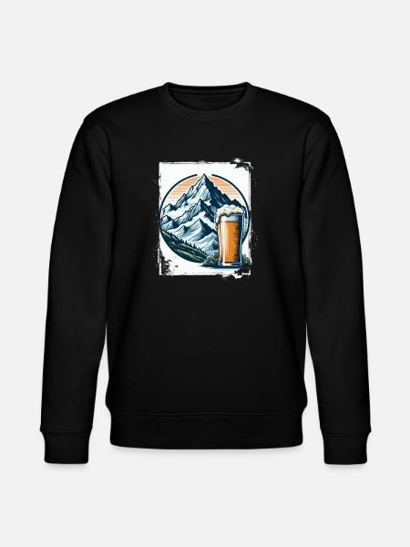 Mountain and Beer Nature Motif - Stanley/Stella CHANGER Unisex Organic Sweatshirt - black