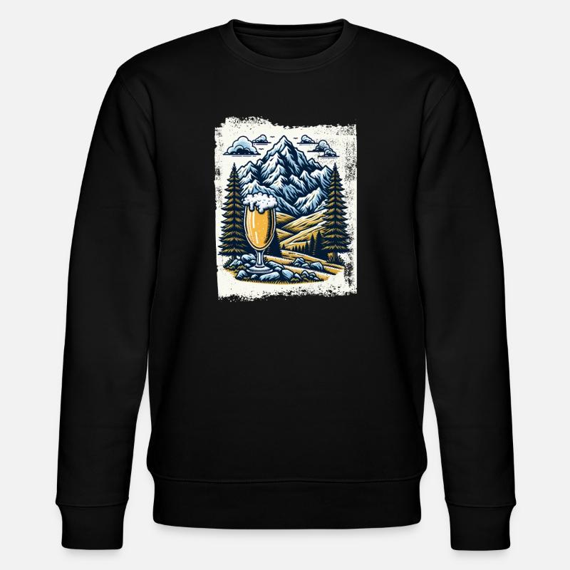 Bergpanorama mit Bierglas - Stanley/Stella Unisex Bio-Sweatshirt CHANGER  - Schwarz