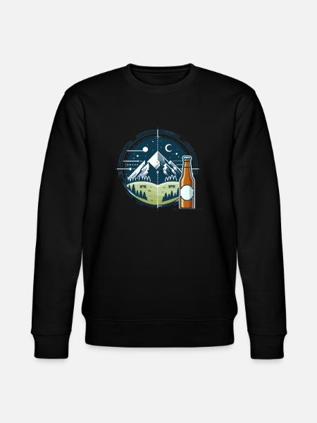 Nocturnal mountain scenery with beer bottle - Stanley/Stella CHANGER Unisex Organic Sweatshirt - black