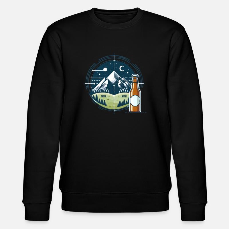 Nachtliche Bergkulisse mit Bierflasche - Stanley/Stella Unisex Bio-Sweatshirt CHANGER  - Schwarz