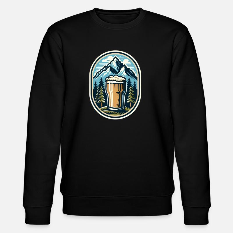 Berg Panorama mit Bierglas - Stanley/Stella Unisex Bio-Sweatshirt CHANGER  - Schwarz