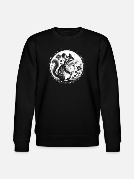 Chinchilla with moon and flowers - Stanley/Stella CHANGER Unisex Organic Sweatshirt - black