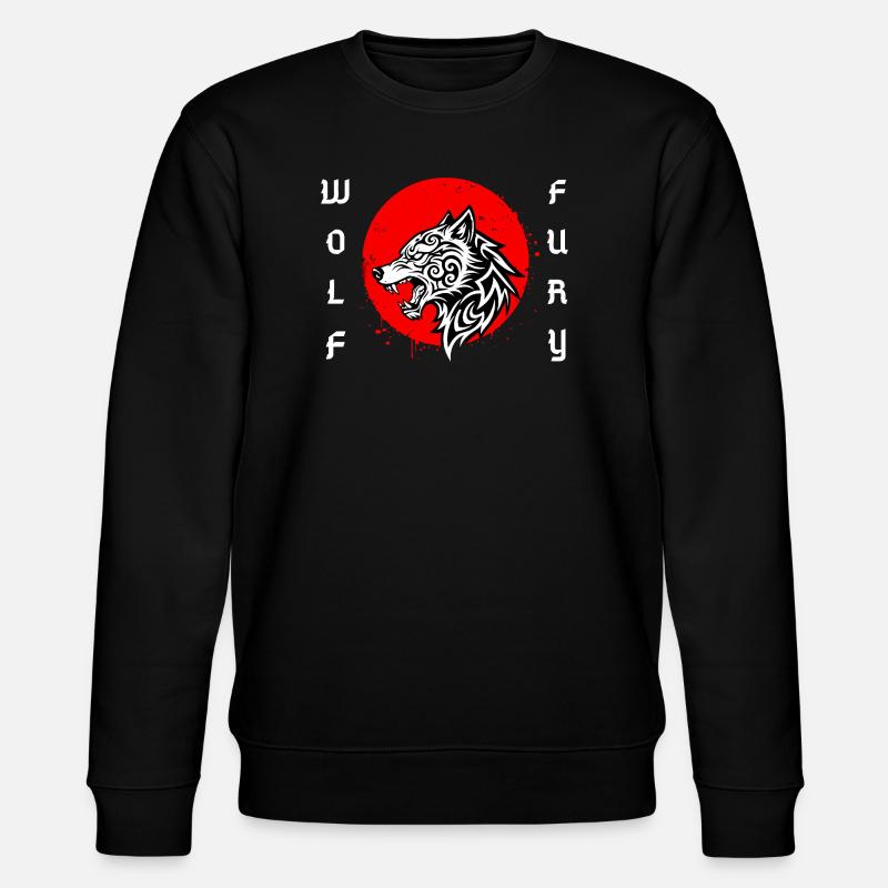 Wolf Fury Tribal Wolf: Powerful, impactful design - Stanley/Stella CHANGER Unisex Organic Sweatshirt - black
