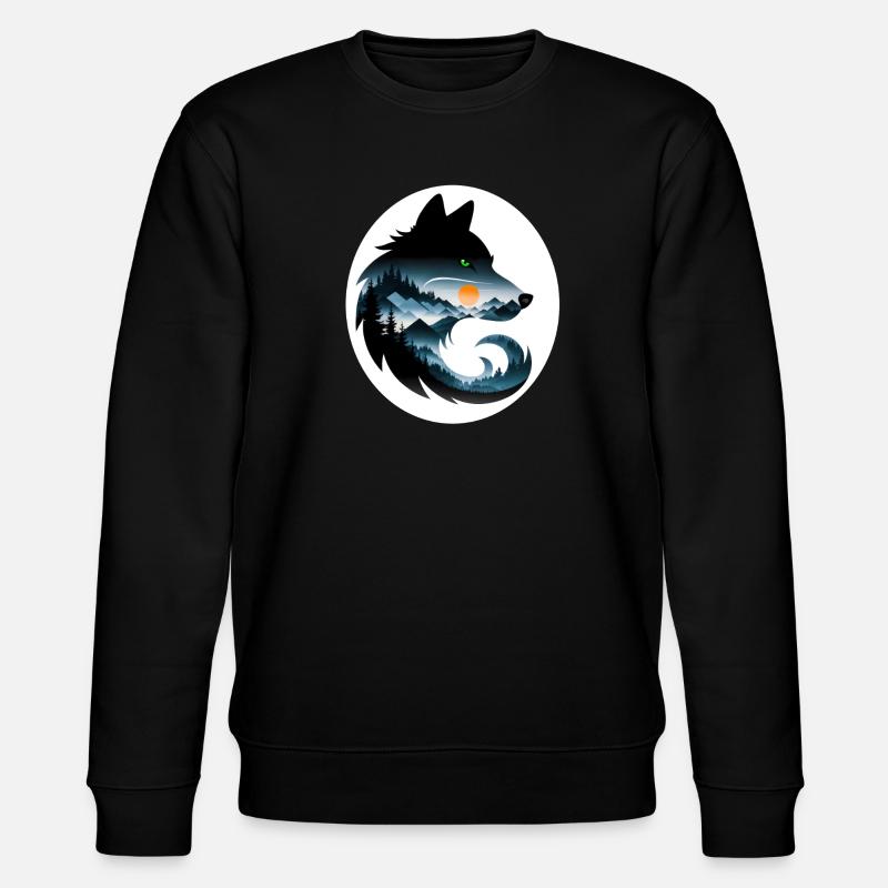 Wolf Landschaft - Stanley/Stella Unisex Bio-Sweatshirt CHANGER  - Schwarz