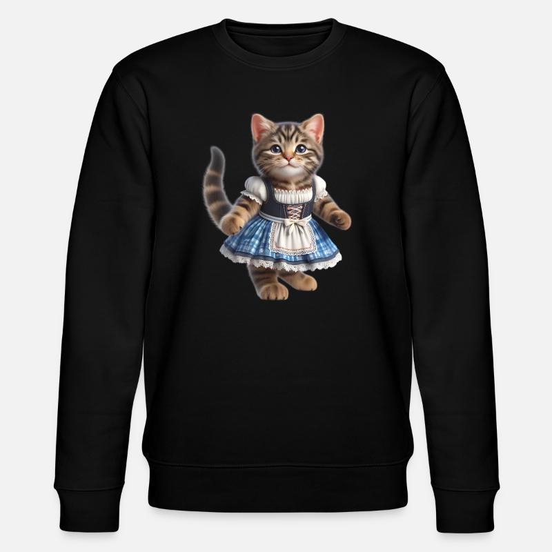 Mignon petit chat en dirndl - Sweat bio CHANGER Stanley/Stella Unisexe - noir