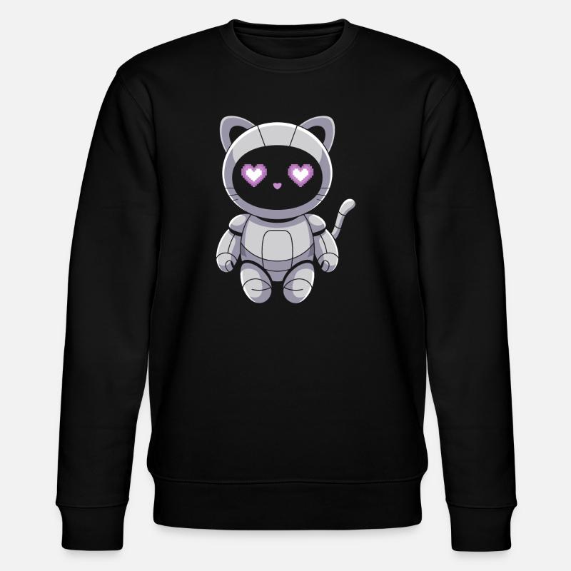 Kuscheliger Katzenroboter mit Herzaugen - Stanley/Stella Unisex Bio-Sweatshirt CHANGER  - Schwarz