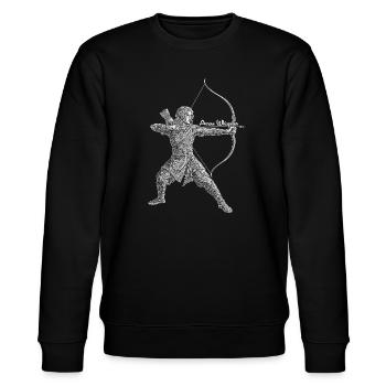 Arrow Whisperer Bogenschütze Geschenk Bogensport - Stanley/Stella Unisex Bio-Sweatshirt CHANGER  - Schwarz - Vorne - Nik (191cm) & Marisol (170cm)