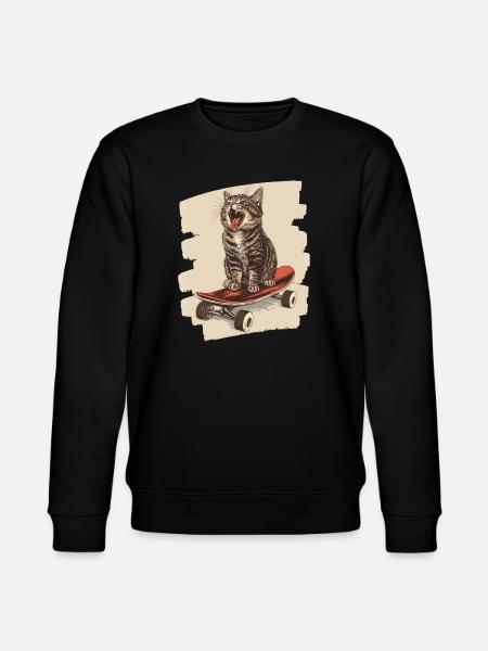 Skateboard Cat - Stanley/Stella CHANGER Unisex Organic Sweatshirt - black