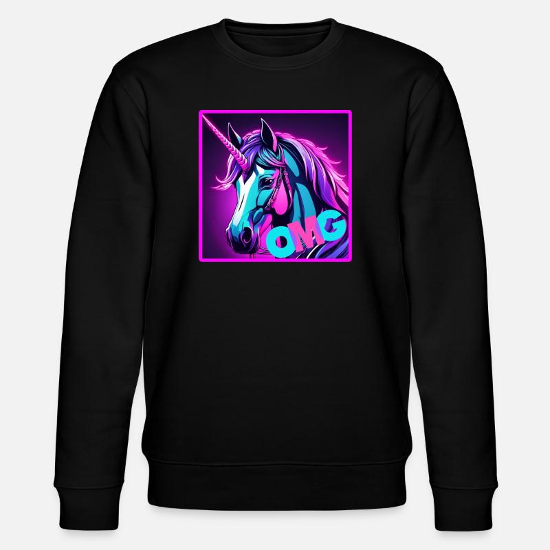 buntes unicorn - Stanley/Stella Unisex Bio-Sweatshirt CHANGER  - Schwarz